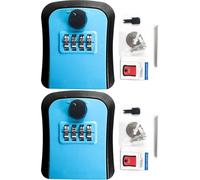 Key Safe Wall Mounted - 2Pcs Security Lockboxs, Key Lock Box Outdoor with 4 Digit Combination, Heavy Duty Waterproof Key Cabinet to Share Key for Home/Garage/School/Elderly Parents/Spare House Storage