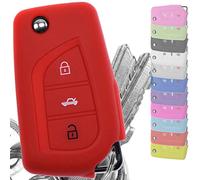 Key Soft Case Custodia protettiva in silicone per auto Toyota AURIS Corolla Avensis/Colore: Rosso