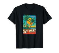 Key West Florida Retro Tramonto Palm Island Vacanza Maglietta