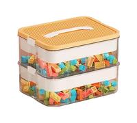 Keyacht Scatole Plastica Scatola portaoggetti con coperchio per Lego Contenitore per Giocattoli per Bambini Costruzioni Mattoncini Contenitore Giochi (Double Strato Arancione)