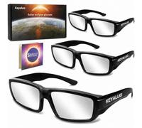 keyaluo Occhiali per eclissi solare 2026, approvati AAS, certificati ISO 12312-2:2015(E) e CE, confezione da 3 occhiali robusti in plastica per osservare direttamente il sole