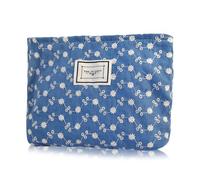 KeYaMee Trousse per cosmetici da viaggio da donna, organizer floreale, con cerniera, grande capacità, regalo per ragazze e mamme, 29 blu, 9.8(L)*2(W)*7(H)in, Trousse per cosmetici
