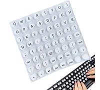 Keyboard Cover, Keycap Stickers, Computer Accessories, non-Slip Silicone Pads, Raised Edge, Lettered Keys, Universals Fit, with Strong Adhesive, Typing Protection for Long Nails