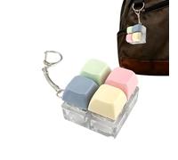 Keyboard Fidget - Keychain 4 Key Sensory Toy Clicky Button | Mini Portable Stress Relief Gadget Keycap Design Handheld Focus Tool for Adults, Home, School, Travel or Backpack Decor