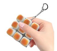 Keyboard Fidget Toy, Bread Design Light Up Sensory Relaxation Keychain Fidget Clicker Toy, Portable Stress Relief Desk Gadget for Adults Home Office Travel Classroom School Work Use