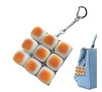 Keyboard Fidget Toy, Bread Keychain, 2.36 Inches Supply with Light Feature, Relaxation Tool with Smooth Texture, Office Accessory Travel Use, Classroom Routine Care for Adults Home School Work Teens