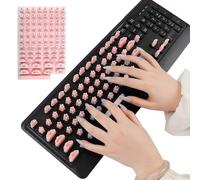 Keyboard Key Stickers - Silicone Strong Adhesive Protector, Laptop Cover for Long Nails, Typing Equipment for Women Girls False French Tip Home Office, Clear Medium Size for Desktop Computer Use