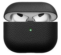 KeyBudz Artisan - Custodia in pelle per Apple AirPods 3, custodia in vera pelle, accessorio per auricolari, colore: Nero