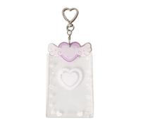 Keychaiin - Porta carte fotografiche Keychaiin, in acrilico, con copertura trasparente, adorabile porta carte fotografiche con maniche trasparenti, portatile per badge d'identità per ragazze