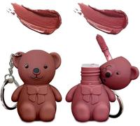 Keychain Bear Lipsticks,2 in 1 Key Chain Bear Lipstick,Mist Matte Velvet Lipgloss Moisturizing Lip,Bear Keychain Lipstick Waterproof Long Lasting No-Budge (03#/04#)