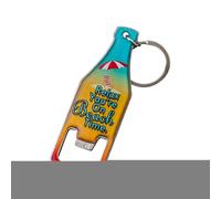Keychain Bottle Opener, Can Opening Key Holder, 3.46x1.18 Inch Magnetic Back Compact Design & Multi Purpose Functionality, Beach Pattern Keyring for Wine Bartender Pocket Travel Hiking Fridge Camping