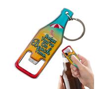 Keychain Bottle Opener, Magnetic Back Can Opener Keyring, Compact Beach Pattern Design, Ideal for Wine, Bartenders, Pocket, Travel, Car, Hiking, Fridge, Camping, or Everyday Use
