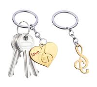 Keychain Musica - Nota Orecchino | Metallo | Accessorio Di Coppia | Nota Musicale Coppia Keychain Music Simboli Chiave Anelli Di Metallo Di San Key Ring Zaino Decorazione A, Oro, Consulte la