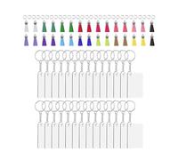 Keychain Sublimation Blanks | Rectangle Pendant - Double Sided Key Chain Blanks with Rings and Tassels | for Art Projects, Backpacks, Bags, Wallets, Purses