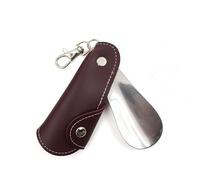 Keychaine - Calzascarpe piccolo, calzascarpe pigro Keychaine | Calzascarpe corto in acciaio inossidabile | Calzascarpe portatile Keychaine | Calzascarpe con custodia in pelle PU Keyriing, calzascarpe