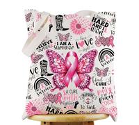 KEYCHIN Borsa tote per la sensibilizzazione sul cancro al seno, regalo per il cancro al seno, con scritta "I am a survivor", regalo per guerrieri del cancro al seno, Cancro Tb