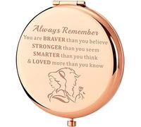 KEYCHIN Specchio tascabile con scritta "Princess Belle", per i fan di Belle, con scritta "Always Remember You are Braver Stronger Smarter Than You Think", specchio compatto per donne, ragazze e