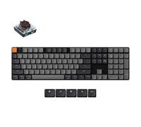 Keychron K5 QMK Tastiera da gioco meccanica wireless ultra-sottile, layout completo, 104 tasti con interruttore marrone, retroilluminazione a LED bianca, tastiera Bluetooth ricaricabile con cavo, per