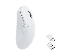 Keychron M3 Mini Mouse Ottico Senza Fili Bluetooth 5.1/2.4 Ghz/Wired Gaming Mouse, Sensore PixArt 3395 Programmabile fino a 26.000 DPI/650 IPS, Leggero Ergonomico per Windows Mac Linux - Bianco