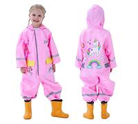 Keyck Impermeabile Bambine Cappuccio Antipioggia Unisex Leggero Pioggia Tuta Antivento Tutto in Uno Sportivo Poncho Antipioggia Unicorno Scuola Ragazza Bambino Bimbo Bimba, Rosa 4-6 Anni