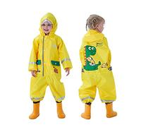 Keyck Impermeabile Bambini Cappuccio Antipioggia Unisex Leggero Pioggia Tuta Antivento Tutto in Uno Sportivo Poncho Antipioggia Dinosauro Scuola Bambine Bambino Bimbo Bimba Giallo 1-2 Anni