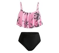 Keyck Maillot de Bain 2 pièces pour Filles Ensemble Bikini Enfants 7-15 Ans | Ruffle Bustier Bikini Slip, Asciugatura Rapida, Costumi da Bagno Bambine e Ragazze, Mare Spiaggia Piscina Surf per Bambini