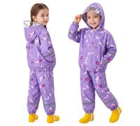Keyck Tuta Impermeabile Bambino Bambina Giacca & Pantaloni 2 Pezzi 1-7 Anni | Impermeabili con Cappuccio & Striscia Riflettente, Leggero Traspirante, Completo Abbigliamento Stampe Cartone Ragazze Ragazzi