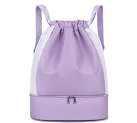 Keyck Zainetto Palestra Donna Sacca Sportiva Impermeabile Borsa Coulisse con Scomparto Scarpe e Scomparto Bagnato, Ragazza Traspirante Zaino Zainetti per Sport Viaggio Scuola Spiaggia Nuoto, Viola