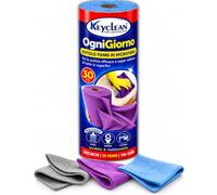 KEYCLEAN Panni in Microfibra a Strappo per Pulizia Casa, Cucina, Auto - ROTOLO 30 STRAPPI - Panno Multiuso 28x28cm per Pulire e Asciugare Superfici - Lavabili e Riutilizzabili - No Pelucchi - 180 GSM