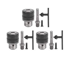 Keyed Drill Chuck Set 1/2in - 20UNF, 3 - Piece High - Carbon Steel Chuck for Electric Hammer Conversion, Clamping Range 1.5-13mm, Includes Chuck Key & Connecting Rods