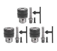Keyed Drill Chuck Set, 3 Sets Electric Hammer Conversion Parts, 1/2in 20UNF 1.5 13mm, High Carbon Steel, Manual Lock Chuck with Chuck Key, for Electric Tools Accessories