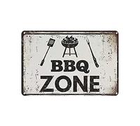 KEYGAMER BBQ ZONE Targa in metallo, Vintage Targa Poster Garage Bar Home Wall Decor 20 x 30 cm
