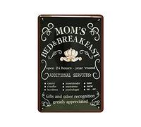 KEYGAMER Mom's Bed Breakfast Is Open 24 Hours Targa in metallo con targa vintage per garage bar casa decorazione da parete 20,5 x 30,5 cm