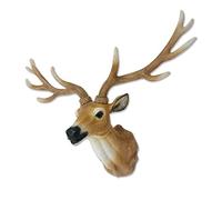 Keygift Testa di cervo decorazione da parete 50 pollici realistica marrone corna di cervo scultura da parete finta tassidermia resina testa animale montaggio a parete