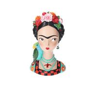 Keyhomestore?Busto Decorativo Donna in Resina Colorata con Pappagallo - Scultura Moderna da Arredo, Statuetta Artistica per Casa e Ufficio. Altezza cm 40