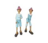 Keyhomestore | Coppia di Statuine Pinocchio in Resina, Set Decorativo per Collezioni e Interni, elegante Decorazione per Casa e Arredamento, (29x13x8cm) - Made in italy Azzurro