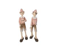 Keyhomestore | Coppia di Statuine Pinocchio in Resina, Set Decorativo per Collezioni e Interni, elegante Decorazione per Casa e Arredamento, (28x13x8cm) - Made in italy Rosa