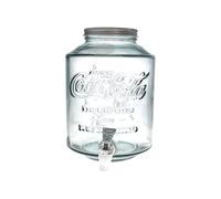 Keyhomestore┃Dispenser Coca-Cola in Vetro, con Rubinetto 5 L - Altezza 27 cm, Larghezza 20 cm, Profondità 23 cm - Perfetto per Bibite, Cocktail e Uso Quotidiano