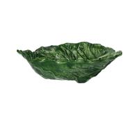 Keyhomestore-Insalatiera a forma di foglia di Verza, Colore verde, in ceramica italiana artistica decorata a mano Made in Italy - 33x30 cm -100% made in Italy. Insalatiera, accessorio per la tavola.