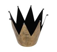 Keyhomestore- Soprammobile a forma di Corona color oro con effetto antichizzato in Metallo, Ideale come complemento di arredo per Interni, Altezza 18 cm, Diametro 17 cm