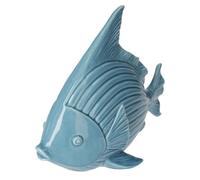 Keyhomestore- Statuina a Forma di Pesce in Ceramica, Altezza 25 cm, di Colore Azzurro,Ideale Come soprammobile decorativo da appoggio per interni. Ideale su Mensole, Mobili, Tavoli.