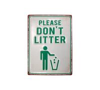 Keyhomestore- Tabella in Latta Please Don't Litter, Decorazione da Appendere al Muro. Misure Altezza 40x30 cm. Targa in Metallo Ideale Come Accessorio per la Casa, Garage, Bar/Pub, Barbiere,Ristorante