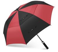 KEYHOT Ombrello Grande da Pioggia XL, Ombrelli Golf Grande Automatici Stormproof Doppio Baldacchino Stabile per 3 Persone Uomini Donne (Nero/Rosso)