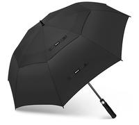 KEYHOT Ombrello Grande da Pioggia XXL, Ombrelli Golf Grande Automatici Stormproof Doppio Baldacchino Stabile per 4 Persone Uomini Donne (Nero)