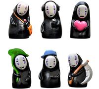 Keyhvao 6 statuette a tema anime con scritta "No Face Man", sei stili, statuetta senza viso, portachiavi, decorazione per auto, in resina, regalo per fan e amici (stile figura)