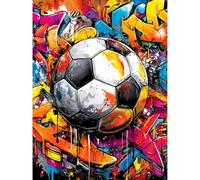 KEYIFA Calcio Dipingere con i Numeri per Adulti, Ball Painting by Numbers Kit con Pennelli e Acrilico Pigmento, Fai da te Olio La Pittura di Numeri Kit, Decora la Casa 30x40cm