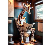 KEYIFA Carino Giraffa Dipingere con i Numeri per Adulti, Animale Painting by Numbers Kit con Pennelli e Acrilico Pigmento, Fai da te Olio La Pittura di Numeri Kit, Decora la Casa 30x40cm