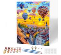 KEYIFA Dipingere con i Numeri per Adulti con Telaio, Painting by Numbers Kit con Pennelli e Acrilico Pigmento, Mongolfiera Fai da te Olio La Pittura di Numeri Kit, Decora la Casa 30x40cm