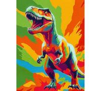 KEYIFA Dipingere con i Numeri per Adulti, Dinosauri Colorati Painting by Numbers Kit con Pennelli e Acrilico Pigmento, Fai da te Olio La Pittura di Numeri Kit, Decora la Casa 30x40cm