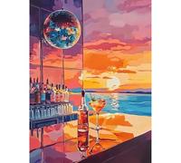 KEYIFA Dipingere con i Numeri per Adulti, Tramonto Painting by Numbers Kit con Pennelli e Acrilico Pigmento, Fai da te Olio La Pittura di Numeri Kit, Decora la Casa 30x40CM